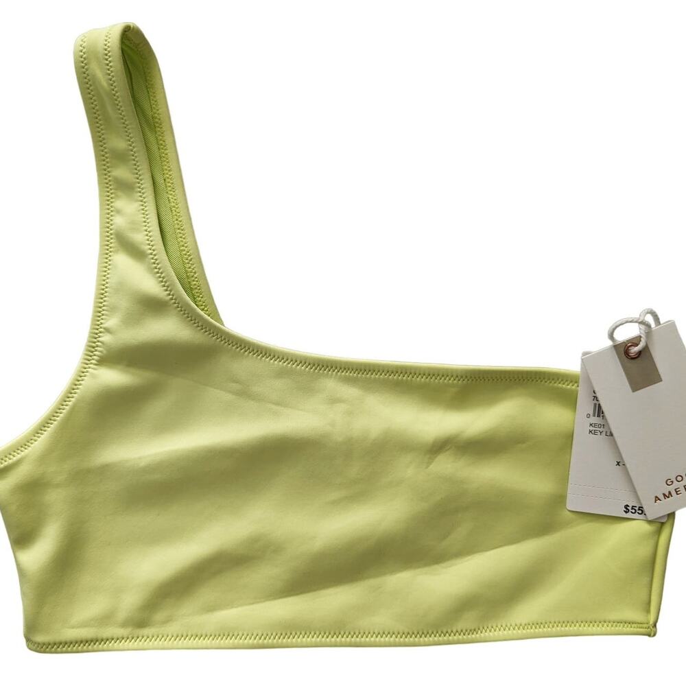 Good American Women’s One Shoulder Scuba Fit Bikini Swim Top - Picture 2 of 6